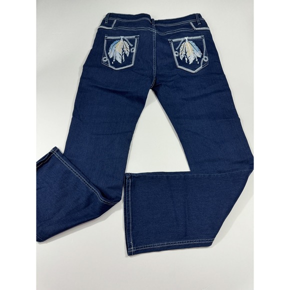 PEIHOT Womens Jeans High Waisted Floral Embroidered Petite Pants‎ Ripped Sz XL - Picture 2 of 11